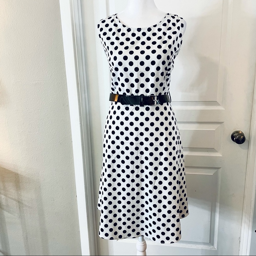 Ruiyige polka dot fit and flare dress-L